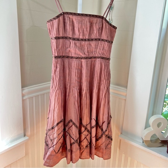 Anthropologie Dresses & Skirts - Anthropologie Elevenses Boho Midi Dress Shirred Back Lined 100% Cotton Size 2
